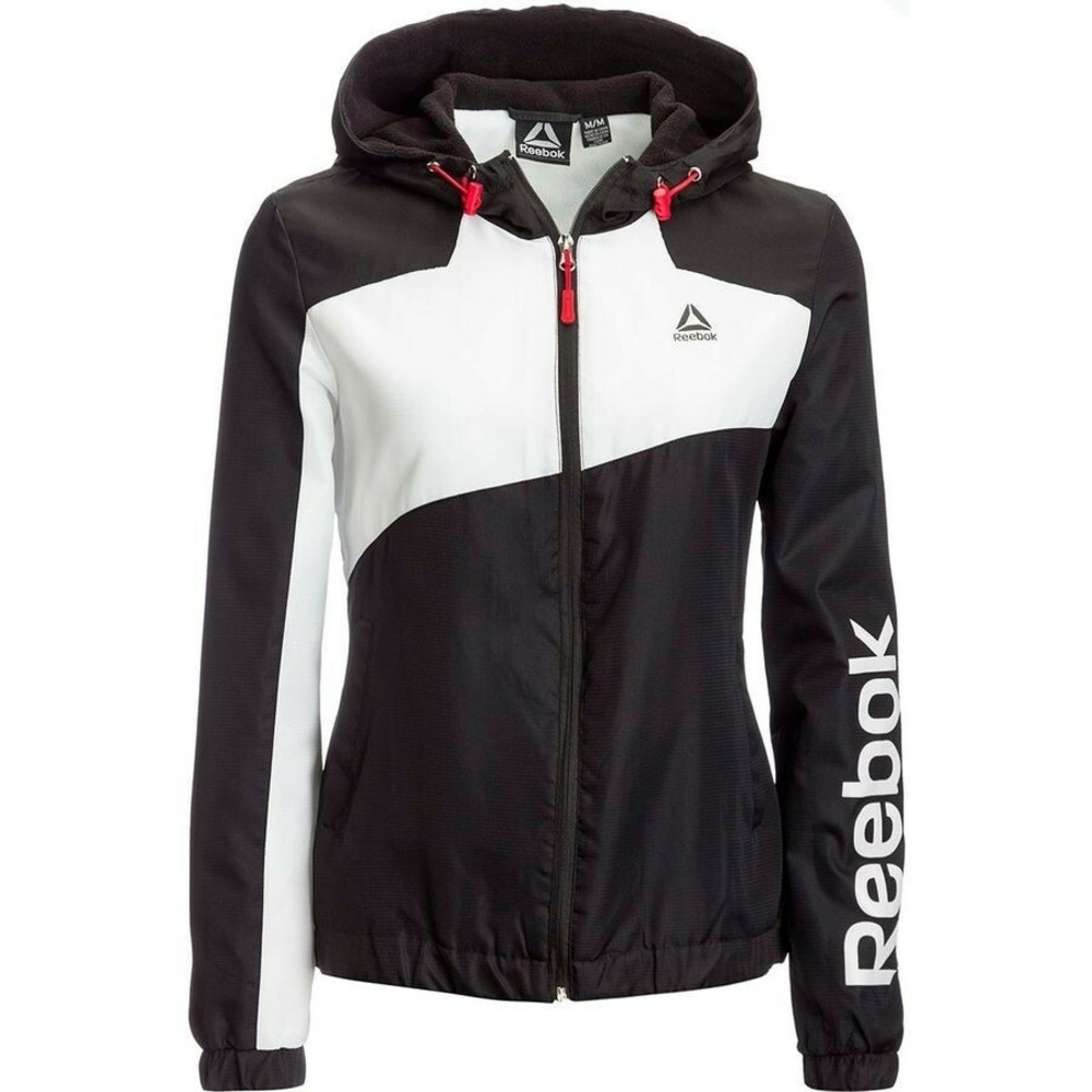 Reebok Women's Jacket Windbreaker Size Medium PIT TO PIT 21 in Black white NWT